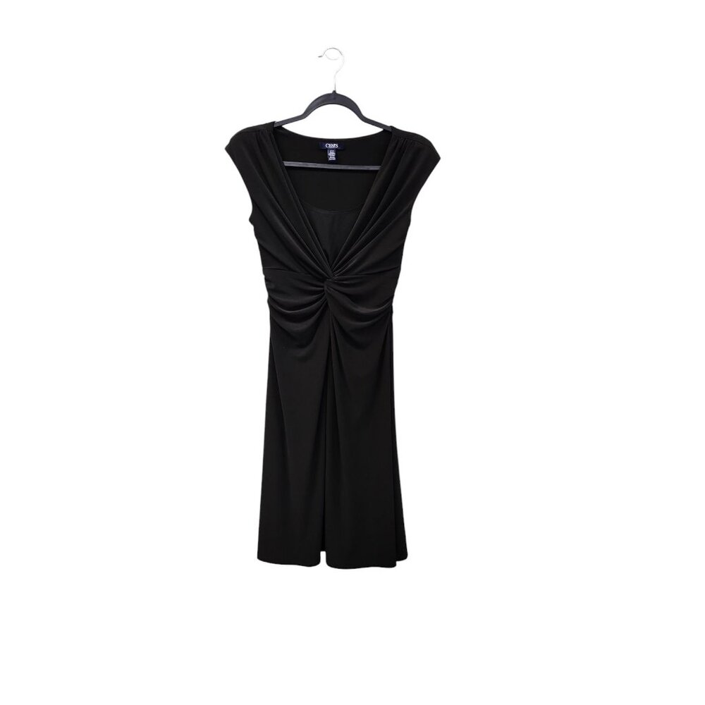 Chaps Black Twist Front Dress S/P Short Sleeve Pullover 3489